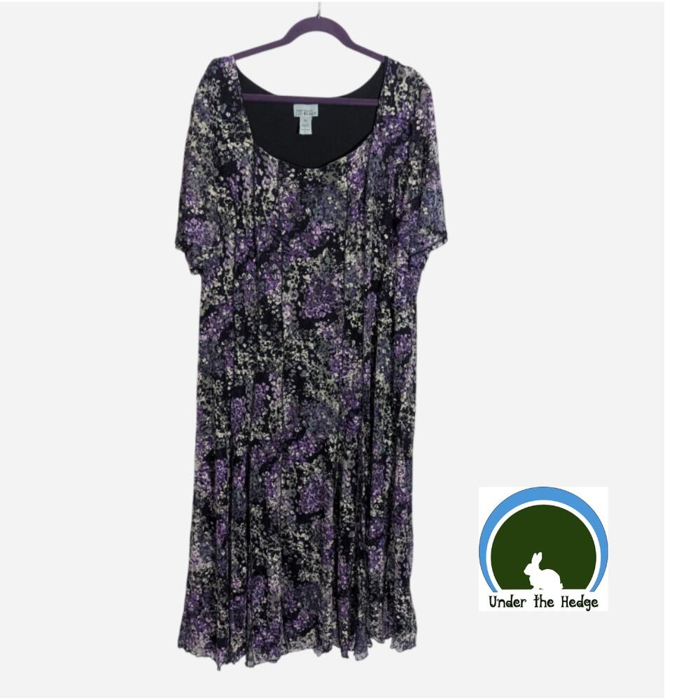 Maggie Barnes for Catherines Purple Floral Mesh Long Dress Size 3X Whimsigoth